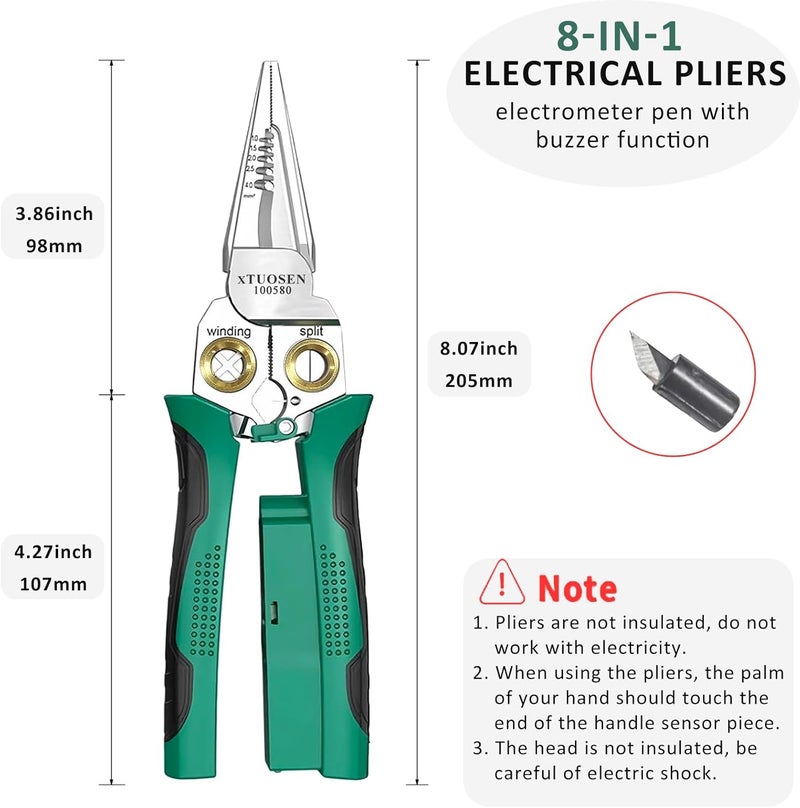 groword 8 in 1 Wire Stripper Twister with Electricity Measurement, Multi-Function Wire Stripping Pliers for Wire Stripping Crimping and Cutting，Applicable AWG18-10/6, 1.0, 1.5, 2.5, 2.0, 4.0 mm² wire - Image 5